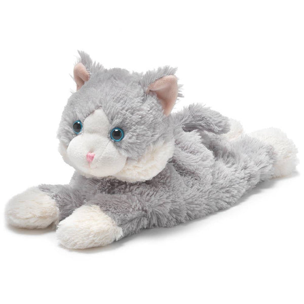 Intelex laying down deals grey cat warmies plush