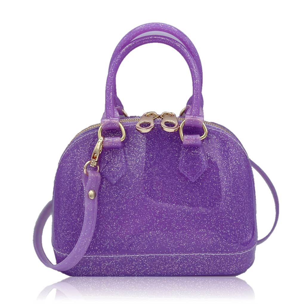 Cate Purple Sparkl Jelly Purse: Pink Crystal Heart Edition