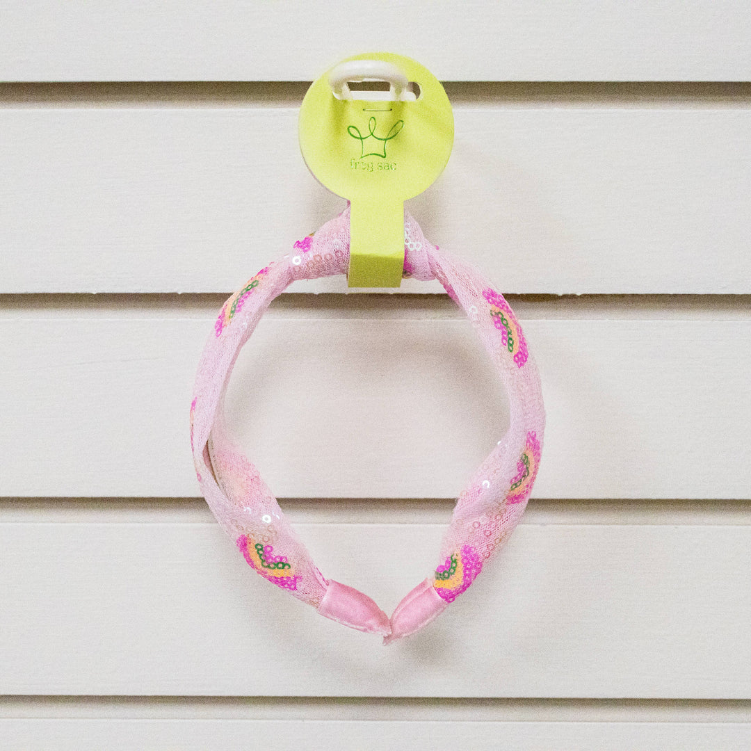 Kids Sequin Knot Headband - Rainbow: Pink