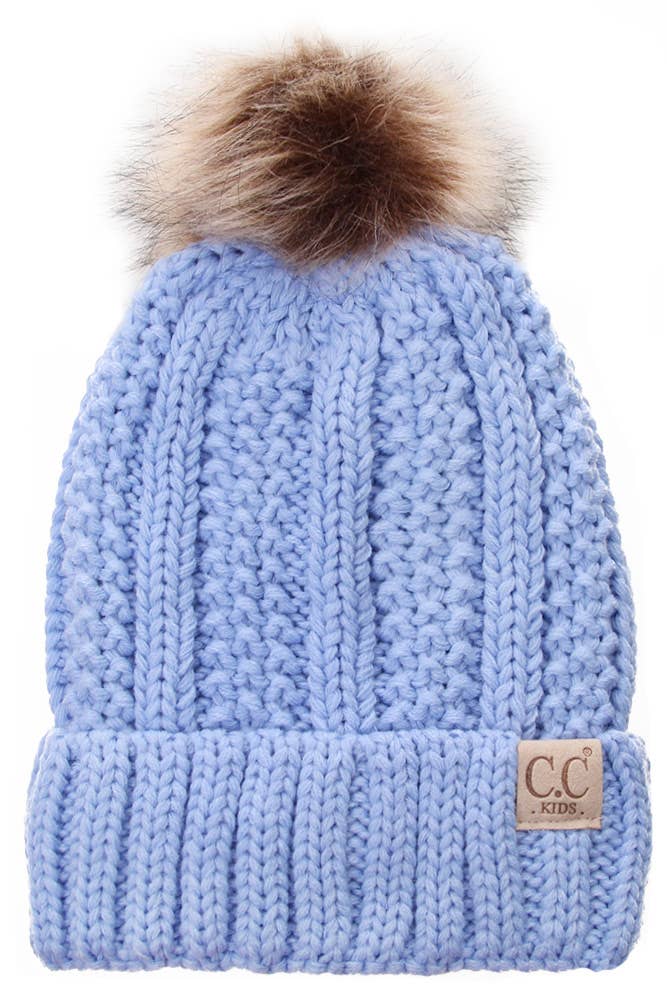 CC Kids Solid Color Lining Beanie: Dark Denim