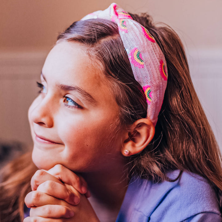 Kids Sequin Knot Headband - Rainbow: Pink