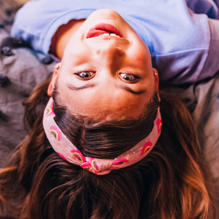 Kids Sequin Knot Headband - Rainbow: Pink