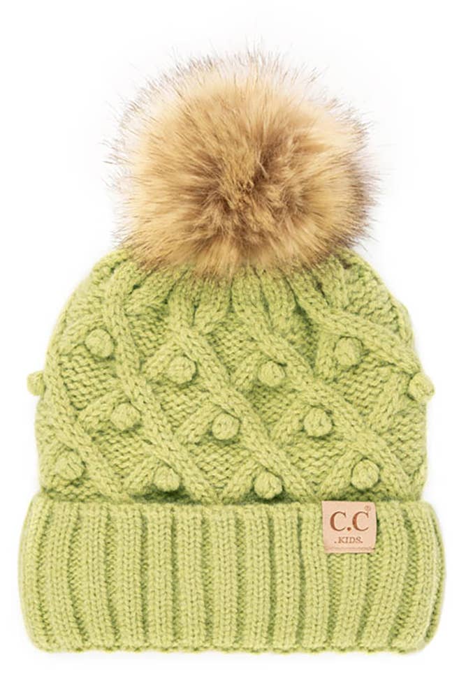 C.C Bobble Beanie Kids Hat: Ivory