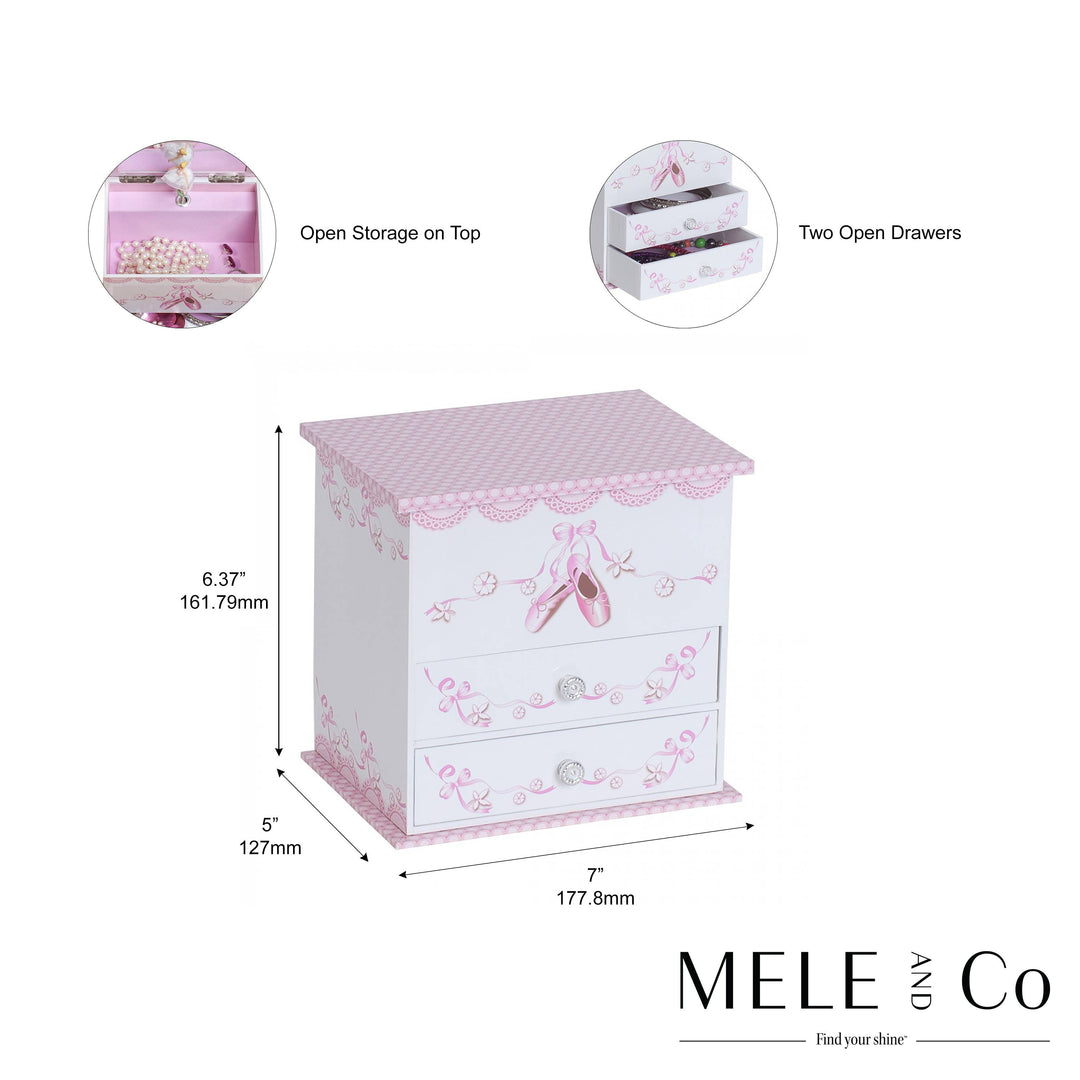 Mele and Co Angel Girls Ballerina Music Jewelry Box: White / Waltz of the Flowers / Girls Musical Ballerina Jewelry Box