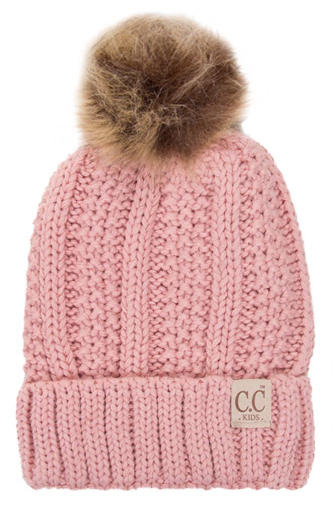 CC Kids Solid Color Lining Beanie: Ivory