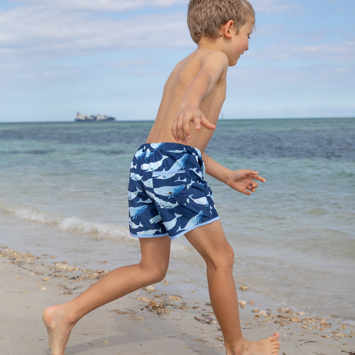 Watercolor Whales Swim Trunks