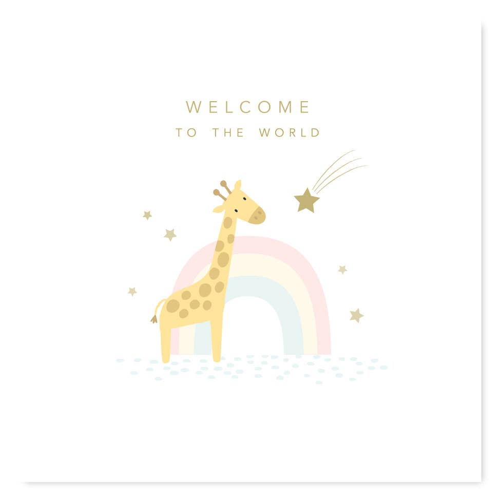 New Baby Cute Giraffe Rainbow Card