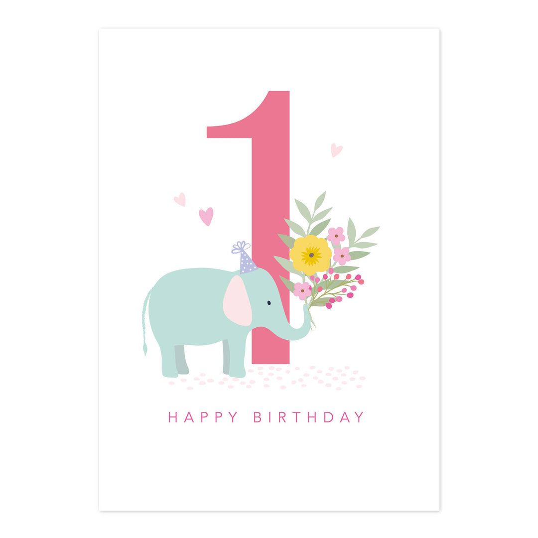 Happy Birthday Card | Age 1 Elephant Card