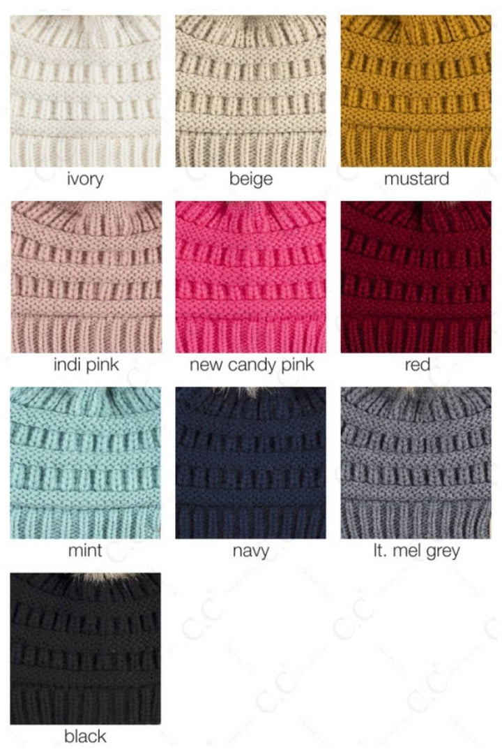 C.C Kids Solid Ribbed Beanie with Pom: Indi Pink