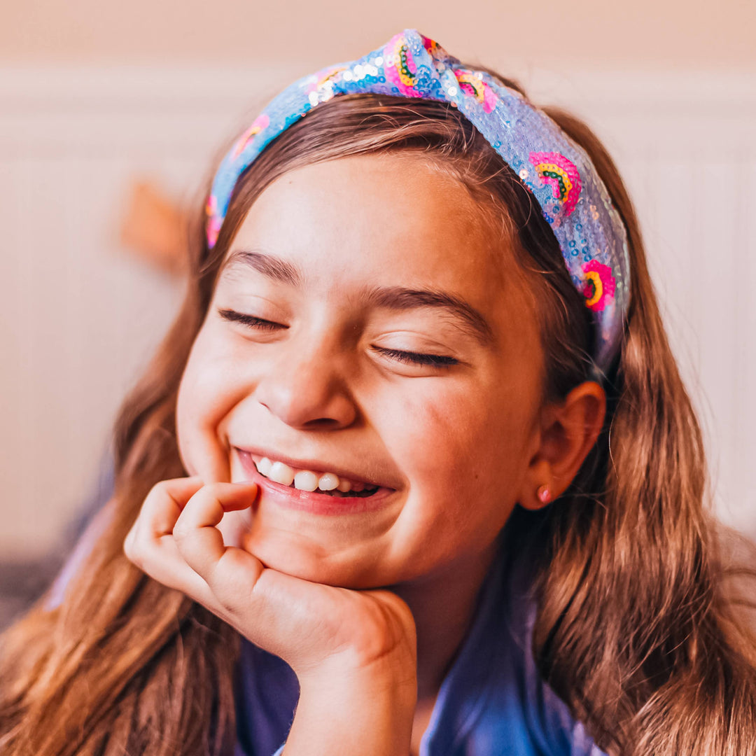 Kids Sequin Knot Headband - Rainbow: Pink