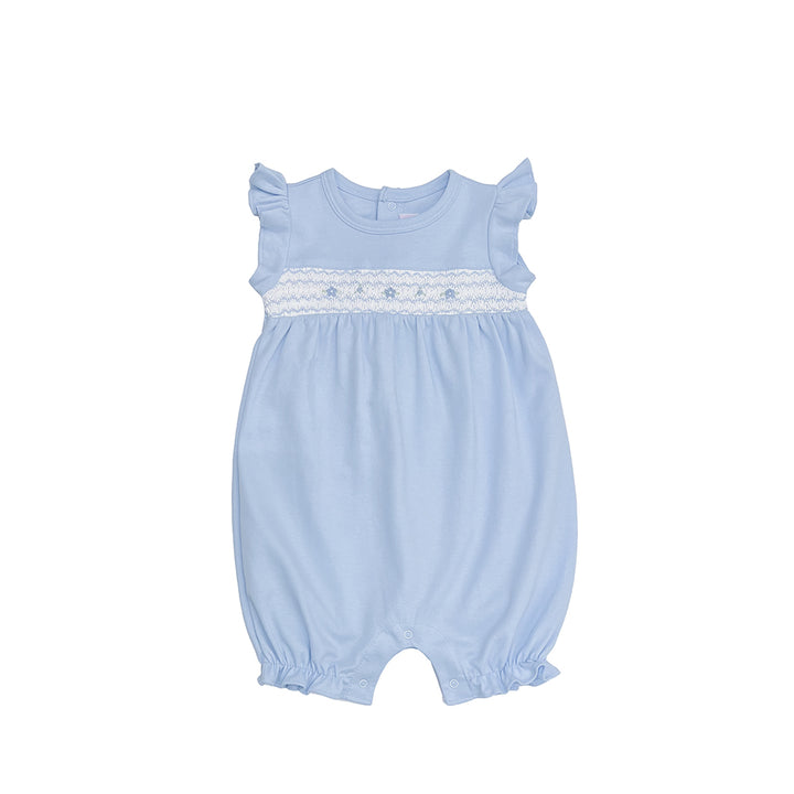 Floral Smocked Pima Playsuit-Chatham Bars Blue