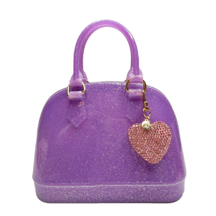 Cate Purple Sparkl Jelly Purse: Pink Crystal Heart Edition