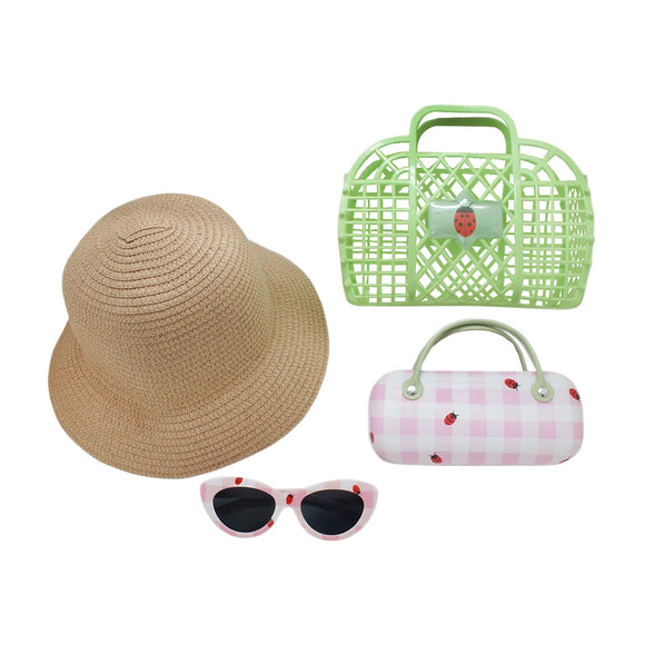 Kids Sunglasses, Jelly Tote, Bucket Hat and Case Gift Set-Lady Bug