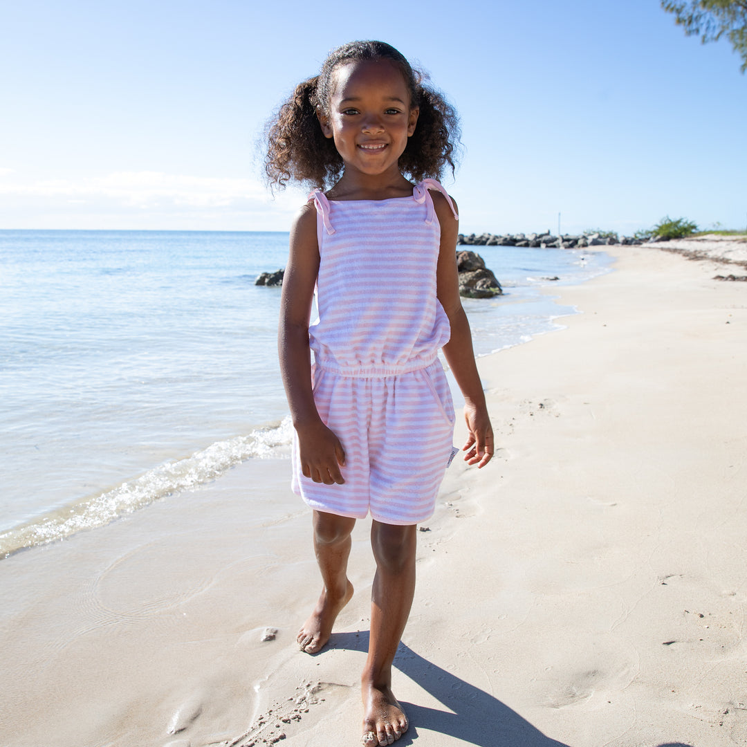 Portside Stripe Towelling Romper-Primrose