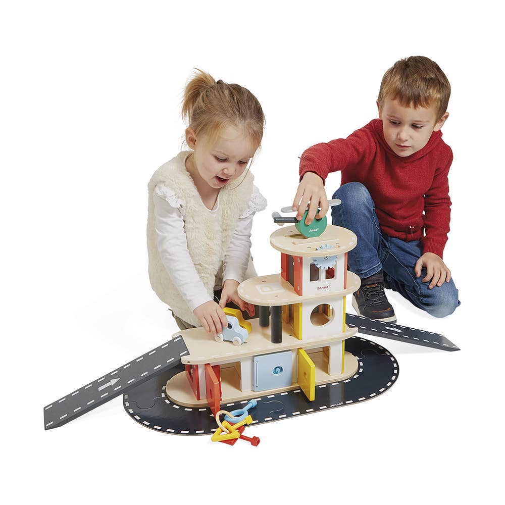 Bolid | Garage | Wooden toy | 4 vehicles included