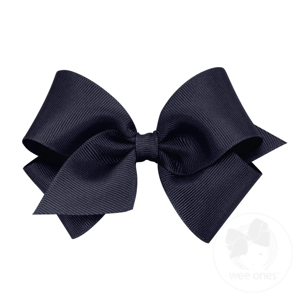 Small Classic Grosgrain Hair Bow-Navy