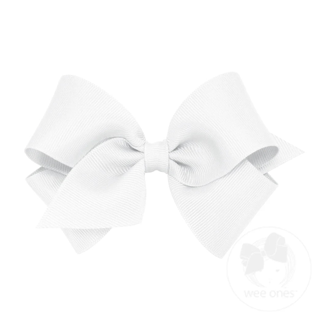 Small Classic Grosgrain Hair Bow-White