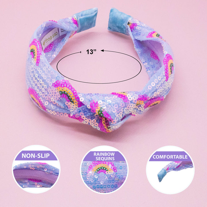 Kids Sequin Knot Headband - Rainbow: Pink