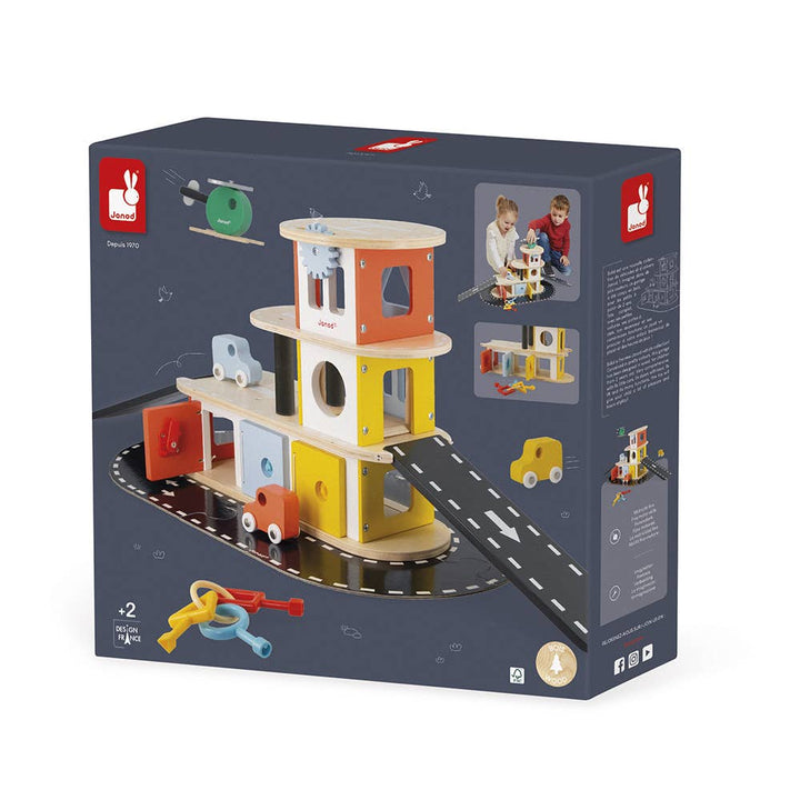 Bolid | Garage | Wooden toy | 4 vehicles included