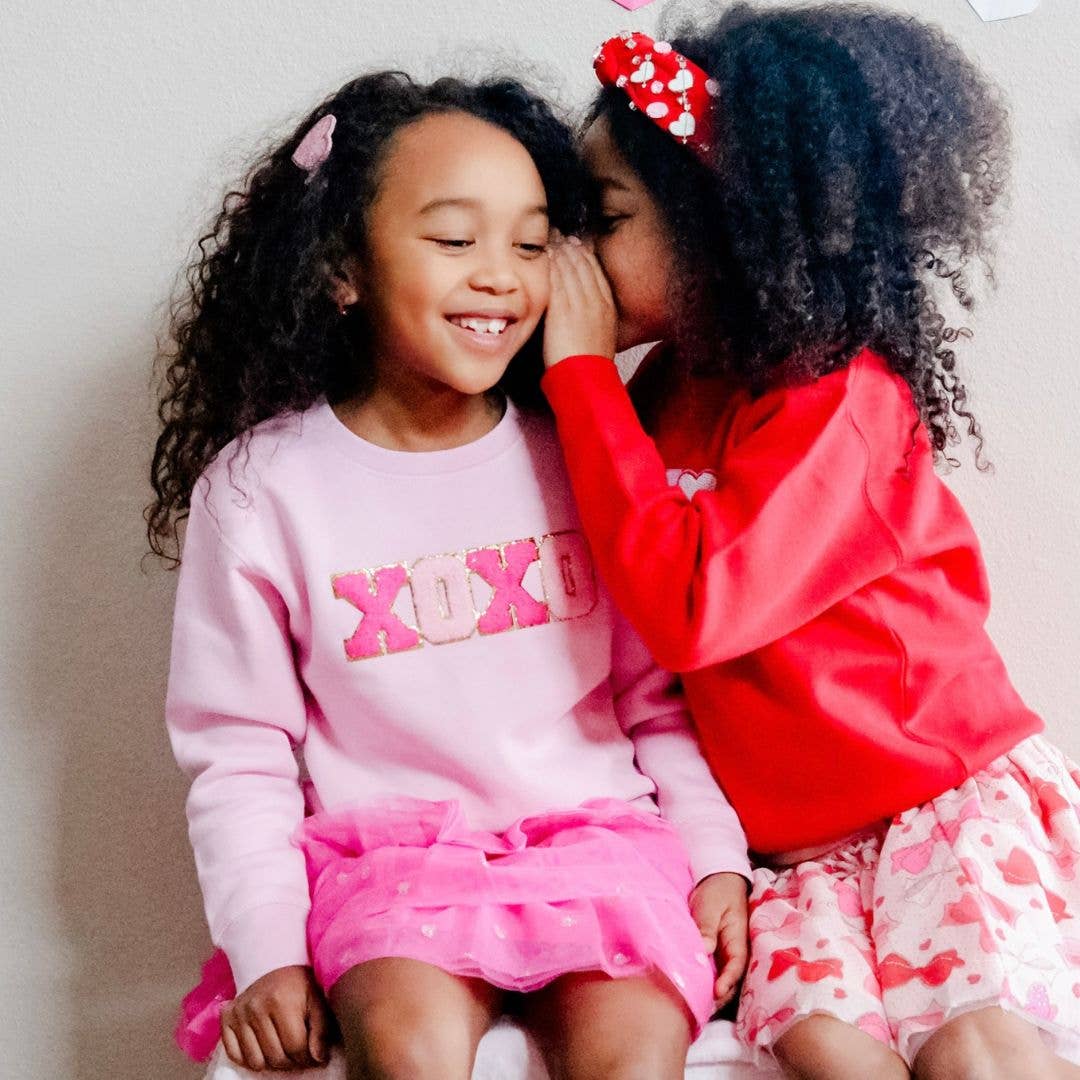 XOXO Patch Valentine's Day Sweatshirt - Pink - Kids Clothing: 3T