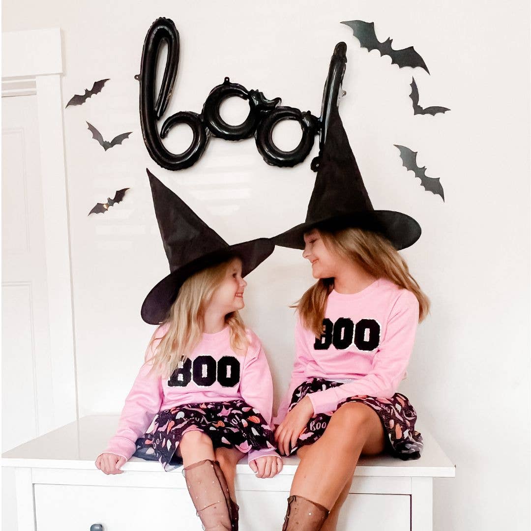 Boo Patch Halloween Sweatshirt - Pink: 4T