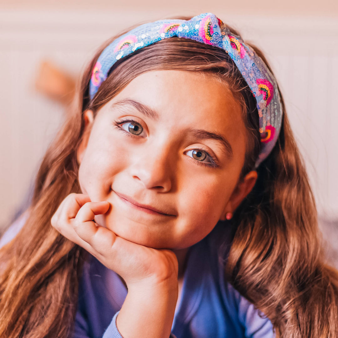 Kids Sequin Knot Headband - Rainbow: Pink