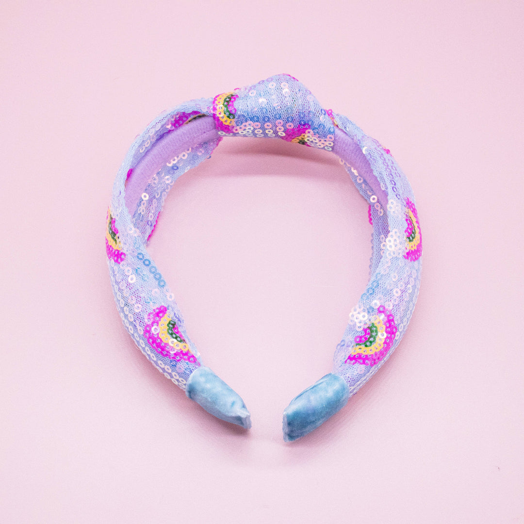 Kids Sequin Knot Headband - Rainbow: Pink