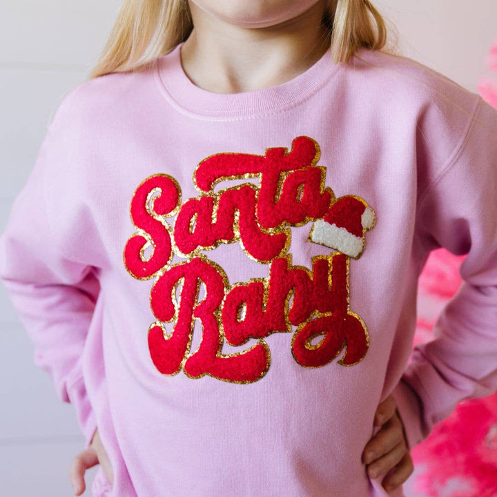 Santa Baby Patch Christmas Sweatshirt - Kids Holiday: 7/8Y