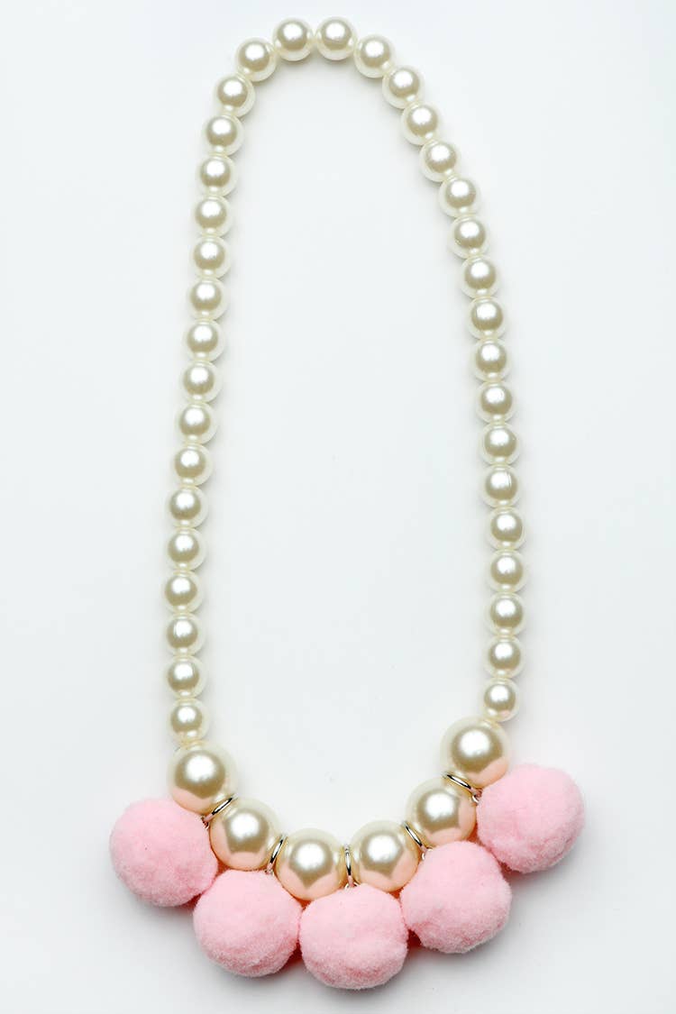 Pom Pom Necklace: Pink