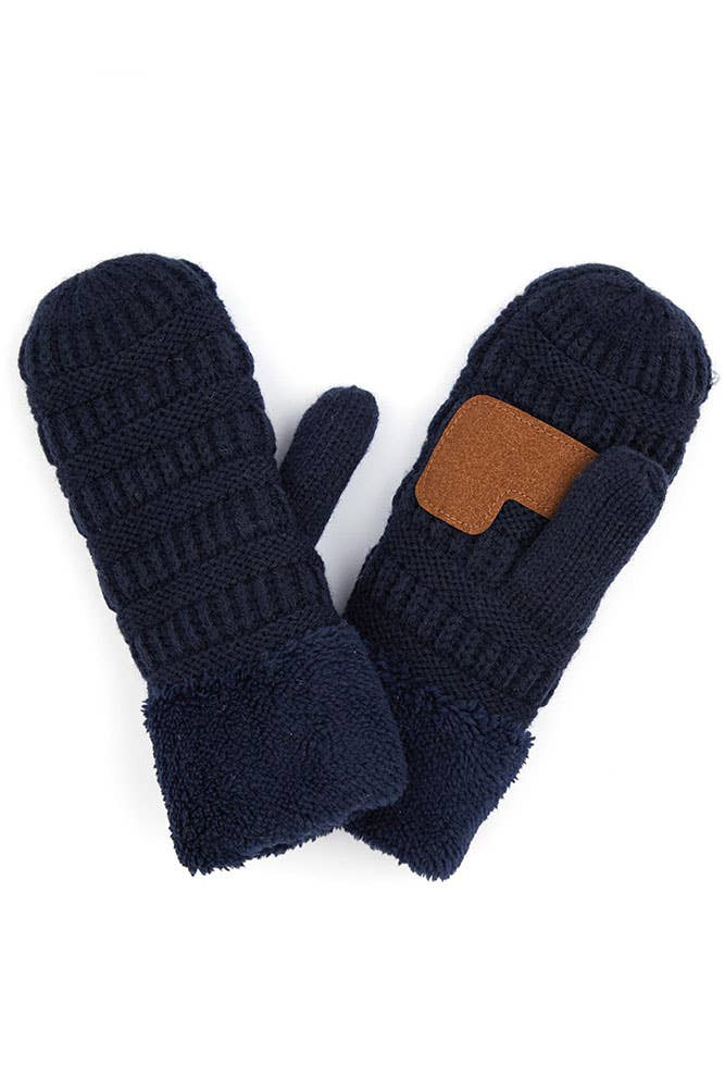 C.C Kids solid Knitted mitten: Navy