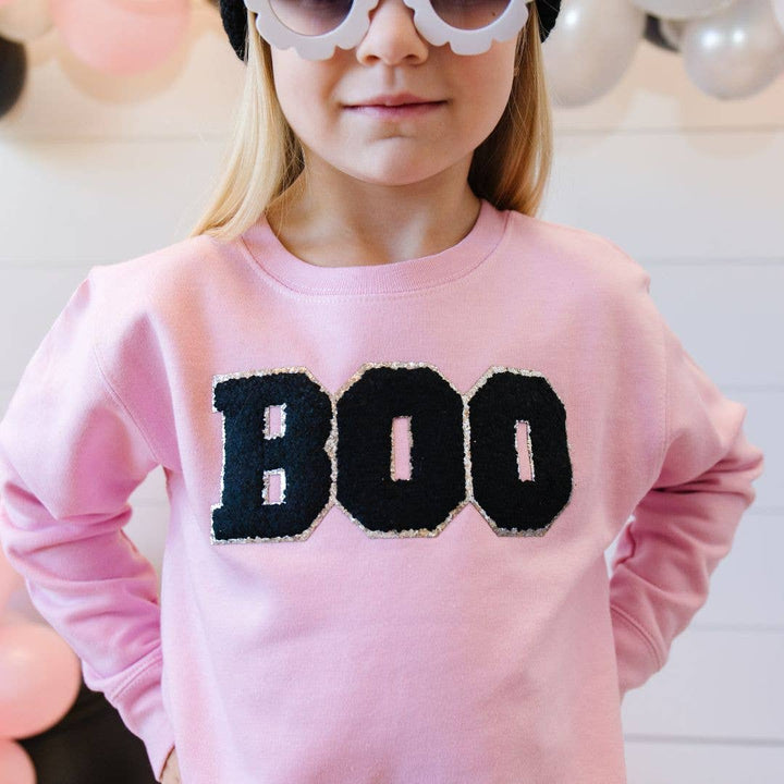 Boo Patch Halloween Sweatshirt - Pink: 4T