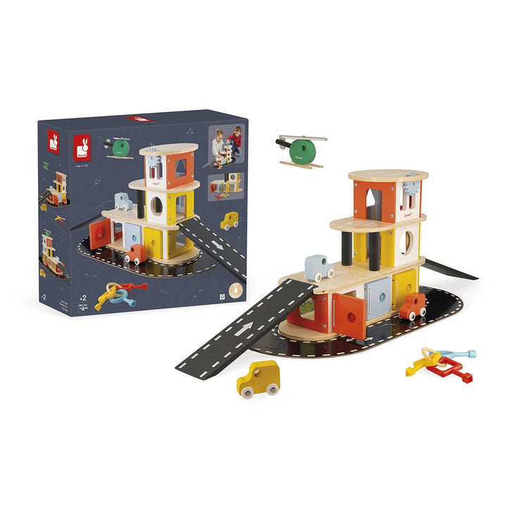 Bolid | Garage | Wooden toy | 4 vehicles included