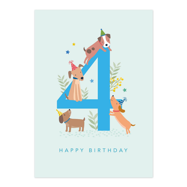 Happy Birthday Card | Age 4 Dogs Card