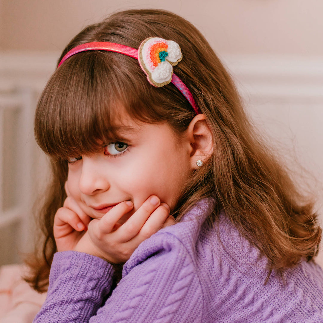 Chenille Rainbow/Heart/Star InterchangeableHeadband and Hair Clips