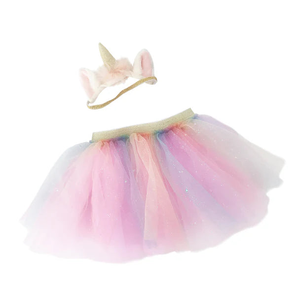 RAINBOW TUTU & UNICORN HEADBAND SET