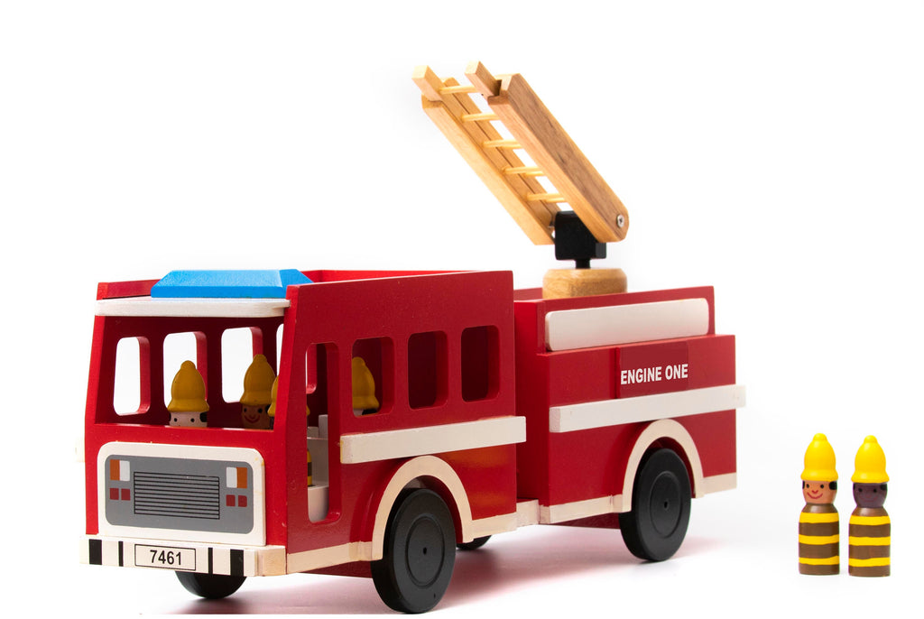 Wooden Engine One Fire Truck with Firefighters