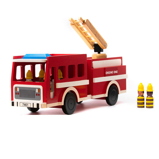 Wooden Engine One Fire Truck with Firefighters