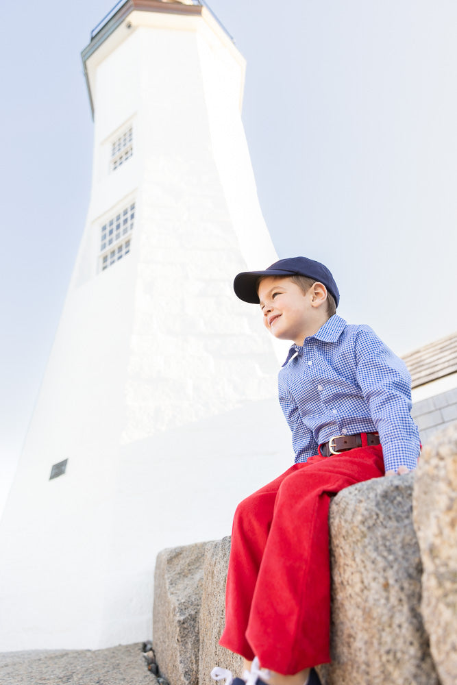 Boy's Gingham Button Down-Royal Blue