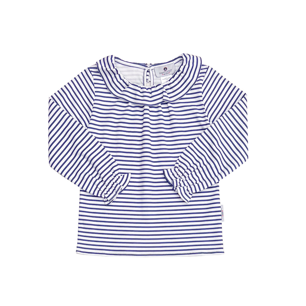 Riley Ruffle Pima Top-Portside Stripe