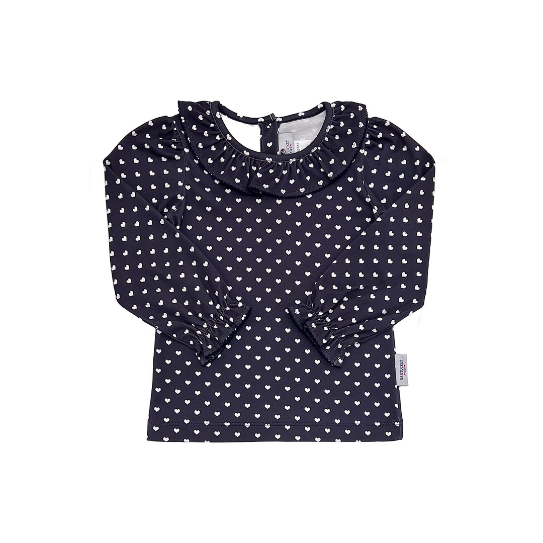 Riley Ruffle Pima Top-Midnight Navy Hearts