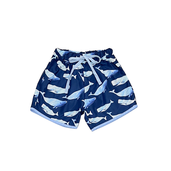 Watercolor Whales Swim Trunks