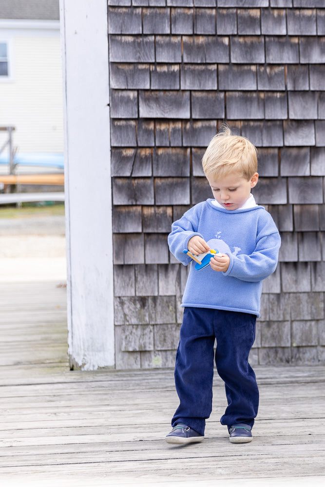 Whale Watch Roll Neck Sweater-Blue