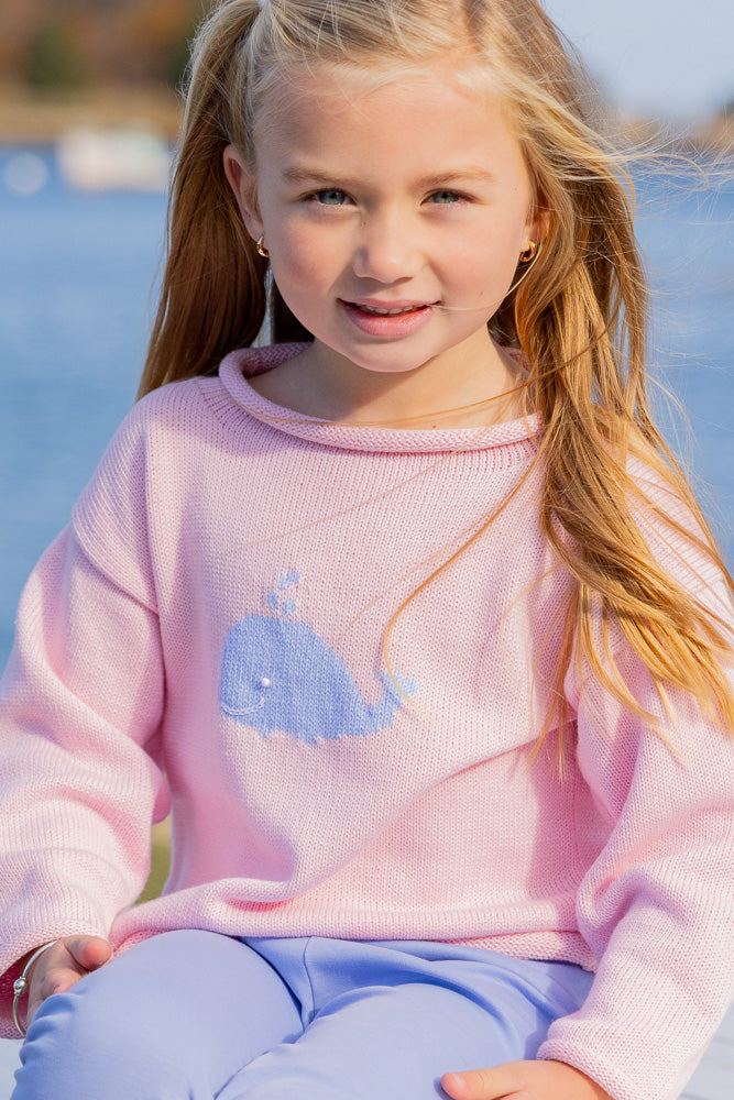 Whale Watch Roll Neck Sweater-Pink