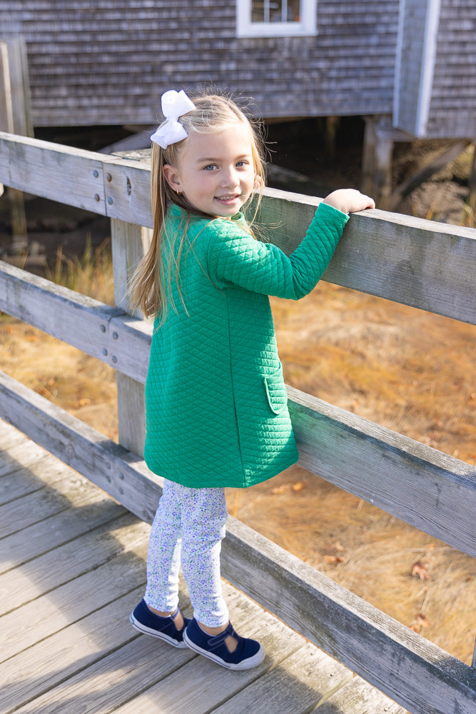 Quinn Quilted Tunic Dress-Greenwich Green