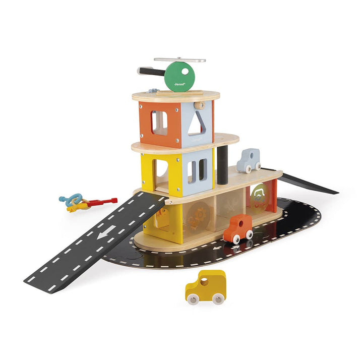 Bolid | Garage | Wooden toy | 4 vehicles included