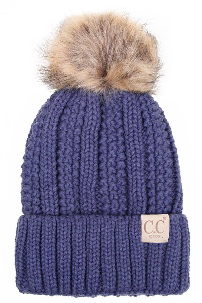 CC Kids Solid Color Lining Beanie: Ivory