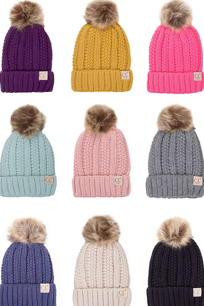 CC Kids Solid Color Lining Beanie: Ivory