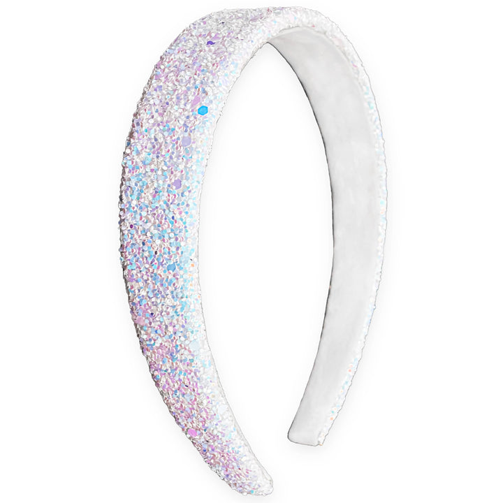 Tapered Chunky Glitter Headband: White