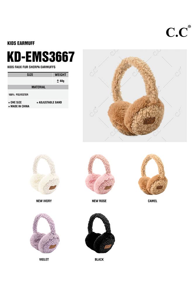 C.C Kids Faux Fur Sherpa Earmuffs Ear Warmer: New Rose