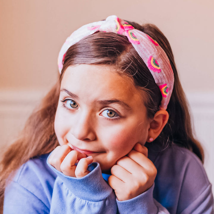 Kids Sequin Knot Headband - Rainbow: Pink